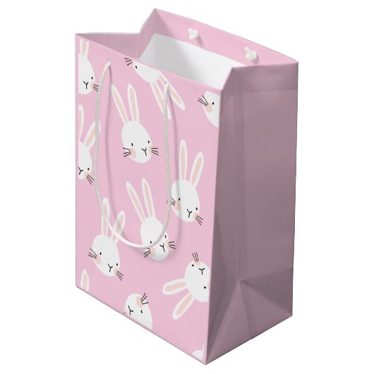 Pink Bunny Medium Cadeauzakje (Achterkant Gekanteld)