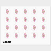 Pink Bunny Mischief Ronde Sticker (Vel)