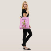 Pink Bunny Personalized White Polka Dot Canvas tas (Op model)