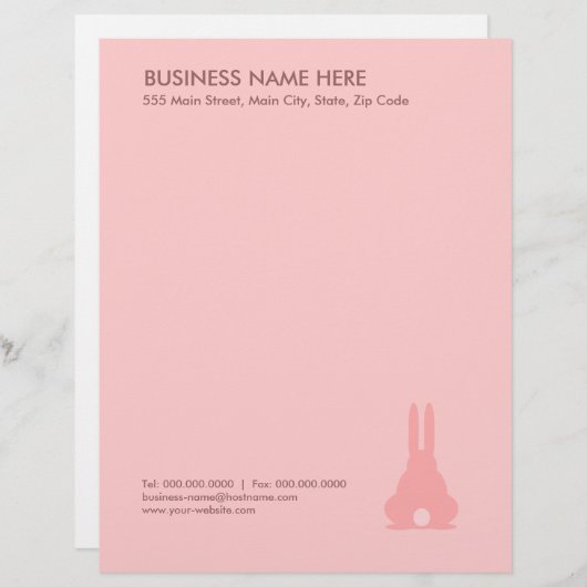 Pink Bunny Persoonlijk Briefhoofd (Voorkant / Achterkant)