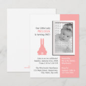 Pink Bunny Photo Birthday Kaart (Voorkant / Achterkant)