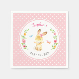 Pink Bunny Polka Dot Girl Baby shower Sprinkle Servet
