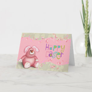 Pink Bunny Polkadot Pasen Feestdagen Kaart