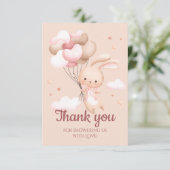 Pink Bunny Rabbit Baby shower Bedankt (Staand voorkant)