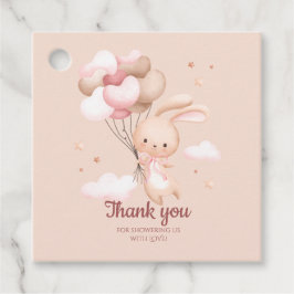 Pink Bunny Rabbit Baby shower Bedankt Bedankjes Labels