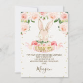Pink Bunny Rabbit Baby shower Bedankt Card Kaart (Voorkant)