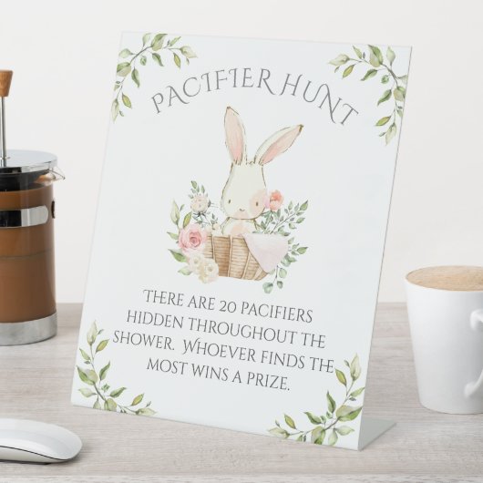Pink Bunny Rabbit Baby shower Game Reclamebord Met Voetstuk (Insitu)
