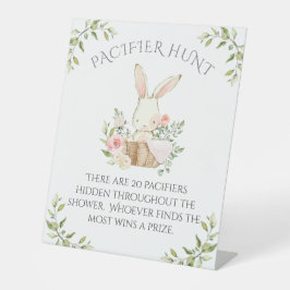 Pink Bunny Rabbit Baby shower Game Reclamebord Met Voetstuk