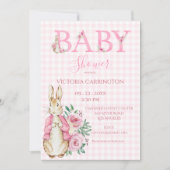 Pink Bunny Rabbit Baby shower Kaart (Voorkant)