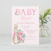 Pink Bunny Rabbit Baby shower Kaart (Staand voorkant)