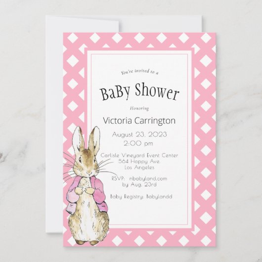 Pink Bunny Rabbit Baby shower Kaart (Voorkant)