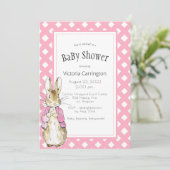 Pink Bunny Rabbit Baby shower Kaart (Staand voorkant)