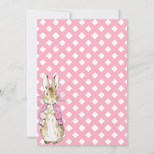 Pink Bunny Rabbit Baby shower Kaart (Achterkant)