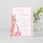 Pink Bunny Rabbit Baby shower Kaart (Staand voorkant)