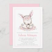 Pink Bunny Rabbit Baby shower Kaart (Voorkant / Achterkant)