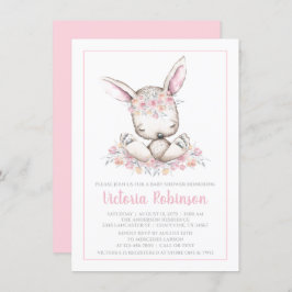 Pink Bunny Rabbit Baby shower Kaart