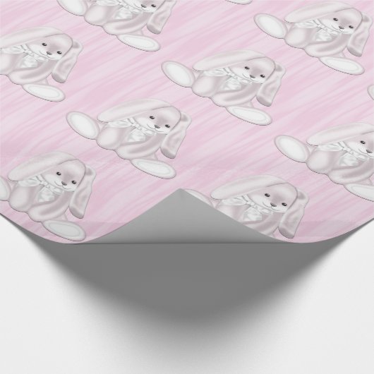 Pink Bunny Rabbit Cadeaupapier (Hoek)