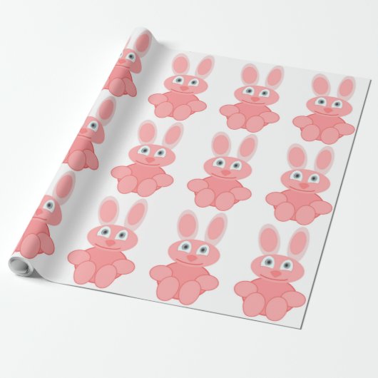 PINK BUNNY RABBIT CADEAUPAPIER (Uitgerold)