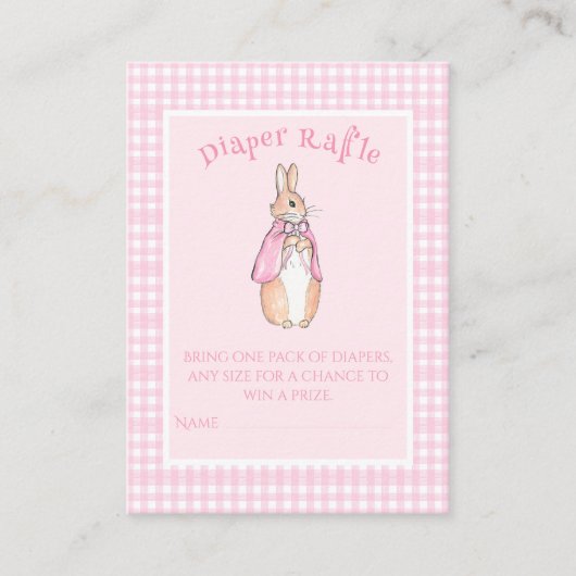 Pink Bunny Rabbit Diaper Raffle Baby shower Informatiekaartje (Voorkant)