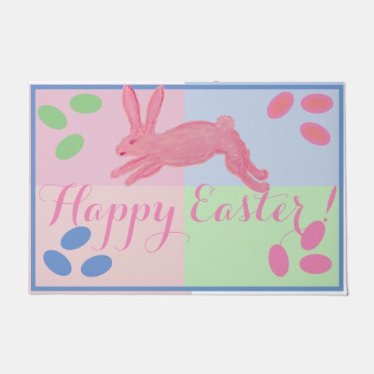 Pink Bunny Rabbit Eggs rug Doormat Deurmat (Voorkant)