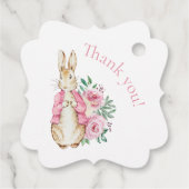 Pink Bunny Rabbit Floral Baby shower Bedankjes Labels (Achterkant)