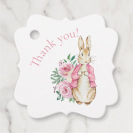Pink Bunny Rabbit Floral Baby shower Bedankjes Labels