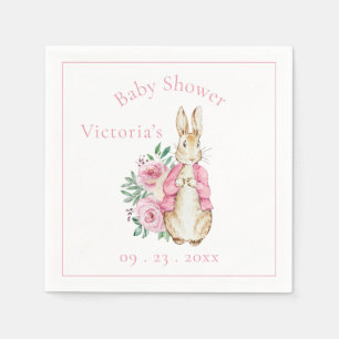 Pink Bunny Rabbit Floral Baby shower Servet