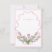Pink Bunny Rabbit Gingham Floral Baby shower Bedankkaart (Achterkant)