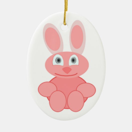 PINK BUNNY RABBIT KERAMISCH ORNAMENT (Voorkant)