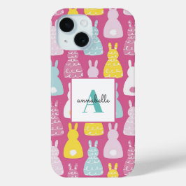 Pink Bunny Rabbit patroon iPhone 15 Case