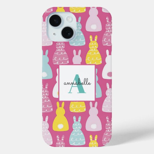 Pink Bunny Rabbit patroon Case-Mate iPhone Case (Achterkant)