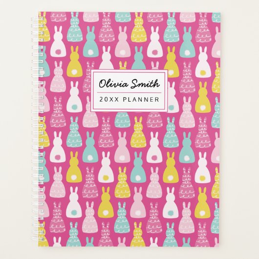 Pink Bunny Rabbit patroon Planner (Voorkant)