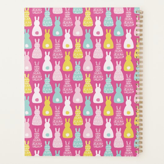 Pink Bunny Rabbit Pattern Planner (Achterkant)