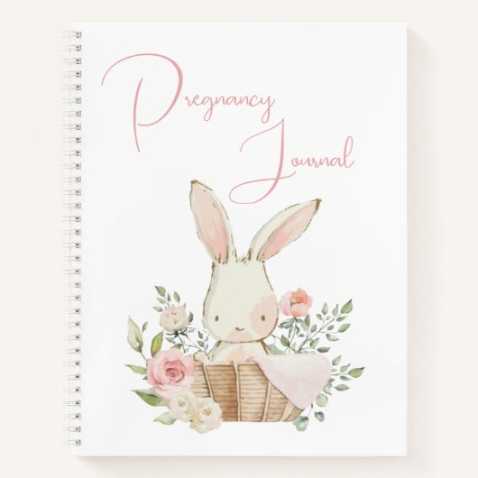 Pink Bunny Rabbit Script PregnJournal Notitieboek (Voorkant)