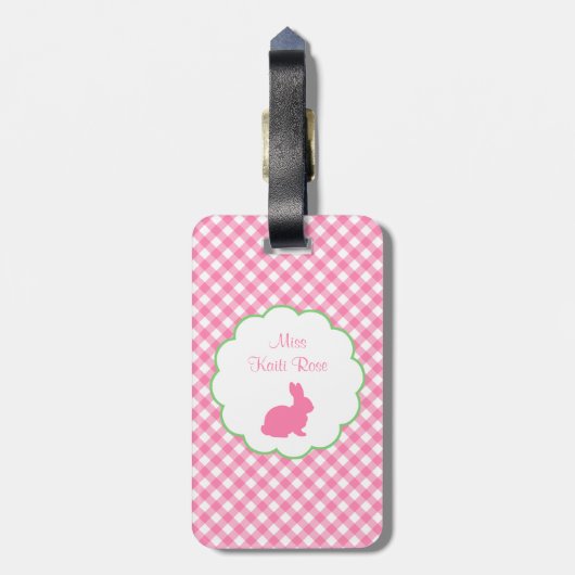 Pink Bunny Silhouette Bagagelabel (Achterkant verticaal)