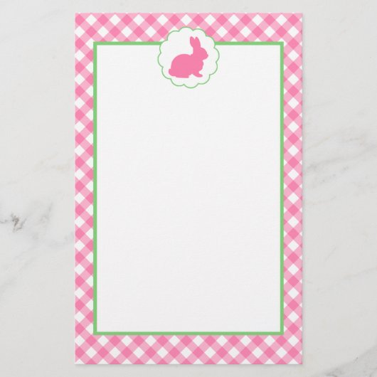 Pink Bunny Silhouette Briefpapier (Voorkant)