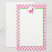 Pink Bunny Silhouette Briefpapier (Voorkant / Achterkant)