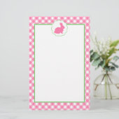 Pink Bunny Silhouette Briefpapier (Staand voorkant)
