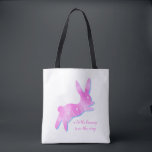 Pink Bunny Silhouette Cute Custom Girl Baby Shower Tote Bag<br><div class="desc">This pink bunny silhouette with floral pattern is illustrated in watercolor. The tote bag design is tailored for pink baby shower as gifts / souvenirs. Personalize to meet your needs and make it unique!</div>