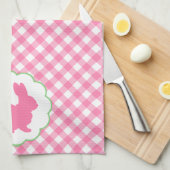 Pink Bunny Silhouette Theedoek (Quarter Fold)