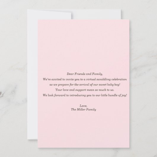 Pink Bunny Thema Luierfeest Kaart (Achterkant)