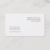 Pink Bunny Visitekaartje (Achterkant)