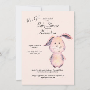 Pink Bunny Waterverf Het is een meisje Baby shower Kaart