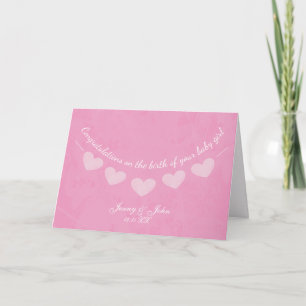 Pink Bunting Baby meisje gefeliciteerd Kaart