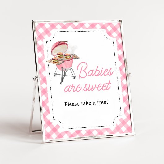 Pink Burger BBQ Baby shower Baby's zijn zoet Poster