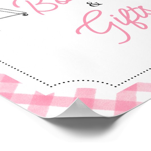 Pink Burger BBQ Baby shower boeken en geschenken Poster (Hoek)