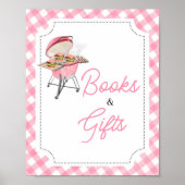 Pink Burger BBQ Baby shower boeken en geschenken Poster (Voorkant)