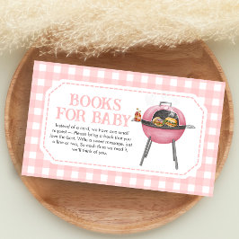 Pink Burger BBQ Baby Shower Books for Baby Informatiekaartje