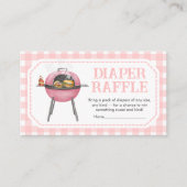 Pink Burger BBQ Baby Shower Diaper Raffle Informatiekaartje (Voorkant)