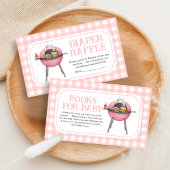 Pink Burger BBQ Baby Shower Diaper Raffle Informatiekaartje